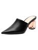 Femmes Mules En Cuir Synthétique Noir Bout Pointu Slip-On Talon Chunky Chaussures Décontractées