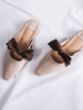 Femmes Mules plates en cuir Synthétique à bout carré Bow Slip-On Slide Chaussures