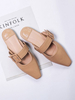 Femmes Mules plates Synthétique en cuir à bout carré Slip On Slide Chaussures