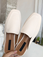 Femmes Mules Sabots Synthétique Cuir Abricot Bout Rond Chaussures