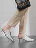 Femmes Mules Sabots Synthétique Cuir Blanc Bout Carré Cristal Mules Talon Bas Slip-On