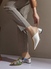 Femmes Mules Sabots Synthétique Cuir Blanc Bout Carré Imprimé Serpent Mules à enfiler
