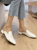 Femmes Mules Sabots Synthétique Cuir Blanc Bout Rond Slip-On Chaussures