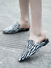 Femmes Mules Sabots Synthétique Cuir Noir Bout Pointu Imprimé Zèbre Chaussures Mules à enfiler