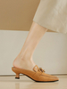Femmes Mules Sabots Synthétique Cuir Talon bas Bout carré Chaussures à enfiler