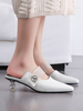 Femmes Mules Sabots Synthétique Cuir Talon Cristal Bout Carré Slip-On Chaussures