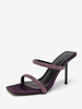 Femmes Mules Talons Strass Satin Bas Mules Bout Ouvert Talon Aiguille