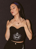 Femmes noir Cami Top bretelles réglables sans manches motif peint été Sexy Tops