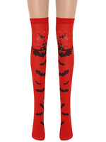 Femmes Overknee Chaussettes Rouge Bat Imprimer Halloween Cosplay Costume