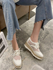 Femmes Oxfords abricot bout rond en cuir Synthétique à lacets chaussures de sport