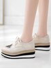 Femmes Oxfords bout rond en cuir Synthétique à lacets chaussures à plateforme