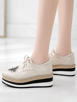 Femmes Oxfords bout rond en cuir Synthétique à lacets chaussures à plateforme