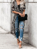 Femmes Parkas Noir Motif imprimé Demi-manches Polyester Long Vêtements d\