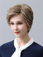 Femmes Perruques de cheveux humains Brun clair Cheveux mélangés en couches Casual Perruques courtes de cheveux humains