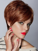 Femmes Perruques de cheveux humains Café Brun Cheveux mélangés en couches Élégantes courtes Perruques de cheveux humains