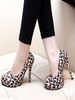 Femmes plate-forme bout rond imprimé léopard talons aiguilles Rave Club chaussures à talons hauts