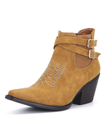 Femmes pointues de bottines brun clair en cuir PU