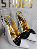 Femmes Pompes Bout Pointu Talon Aiguille Mode Plus La Taille Blanc Verni PU Sexy Slingback Talons