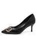 Femmes Pompes Mid-Bas à talons chics Chic pointu oiseau talon talon en métal élégant talons noirs
