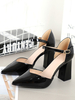 Femmes Pompes Toe Chunky talon Pointu Noir Sandales
