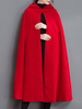 Femmes Poncho Capuche Rouge Boutons Surdimensionnés Cape Vêtements Dhiver Pour Femmes