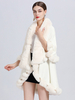 Femmes Poncho Col En Fausse Fourrure Cape Printemps Vêtements Dextérieur