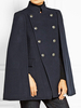Femmes Poncho Col montant Poncho Marine Foncé Boutons Cape