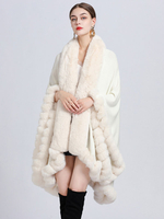 Femmes Poncho Manteau Fausse Fourrure Cape Hiver Survêtement 2025