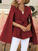 Femmes Poncho V-Neck Red Bows Sash Wrap Cape