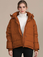 Femmes Puffer Coats Courts Boutons blancs blancs à capuche à capuche manches longues manches décontractées