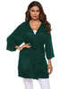 Femmes Pull Cardigans Vert foncé en acrylique 3/4 Longueur manches à encolure en V dentelle Cardigan