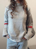Femmes Pull Pull Gris Jewel Neck Manches longues Pulls tricotés en acrylique