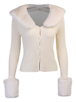 Femmes Pulls Cardigans Abricot Polyester manches longues col en V