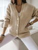 Femmes Pulls Cardigans Boutons en laine noire Cardigans manches longues
