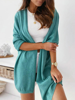 Femmes Pulls Cardigans Cardigans Manches Longues Laine Vert Bleu