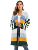Femmes Pulls Cardigans Jaune Polyester Color Block Manches Longues Col V