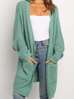 Femmes Pulls Cardigans Pull Décontracté Vert Manches Longues Avec Poches
