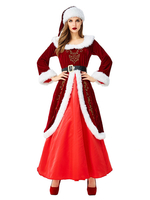 Femmes Robe De Noël Fourrure Tunique Rouge Costumes Cosplay Déguisements Noël