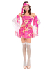 Femmes Rétro Costumes Rose Polyester Floral Imprimé Robe Marie Antoinette Costume Hippies Shift 18ème Siècle Costume