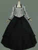 Femmes Rétro Costumes Volants Dentelle Stripe Robe De Bal Déguisements Halloween Petites Femmes Robe