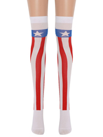 Femmes Saloon bas drapeau américain genou chaussettes hautes Halloween Cosplay Costume accessoires