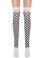 Femmes Saloon Bas Plaid Genou Chaussettes Hautes Halloween Cosplay Costume Accessoires