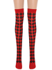 Femmes Saloon Bas Rouge Noir Plaid Genou Chaussettes Hautes Halloween Cosplay Costume Accessoires