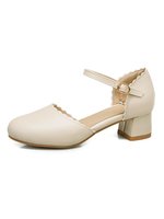 Femmes Sandales Chiot Talon Boucle Chic Slip-On Bout Rond Plus La Taille Écru Blanc Sandales