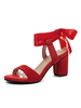 Femmes Sandales Chunky Heel Academic Slip-On Round Toe Plus Size Sandales rouges