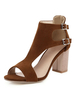 Femmes Sandales Chunky Heel Buckle Elegant Slip-On Peep Toe Sandales Taille Plus