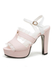 Femmes Sandales Chunky Heel Buckle Sexy Slip-On Peep Toe Plus Size Sandales roses