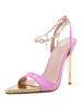 Femmes Sandales de talon rose talon aiguille pointu onctuel en cuir patent sexy à la cheville Talons