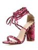 Femmes Sandales Gladiator Rose Sandales à talons hauts Ouvert Toe Snake Pattern Lace Up Sandal Chaussures
