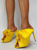 Femmes Sandales Heeled Sandales Jaune Bowknots Stiletto Heel Open Toe Satin Satiné Haute Casual Heeled Mules